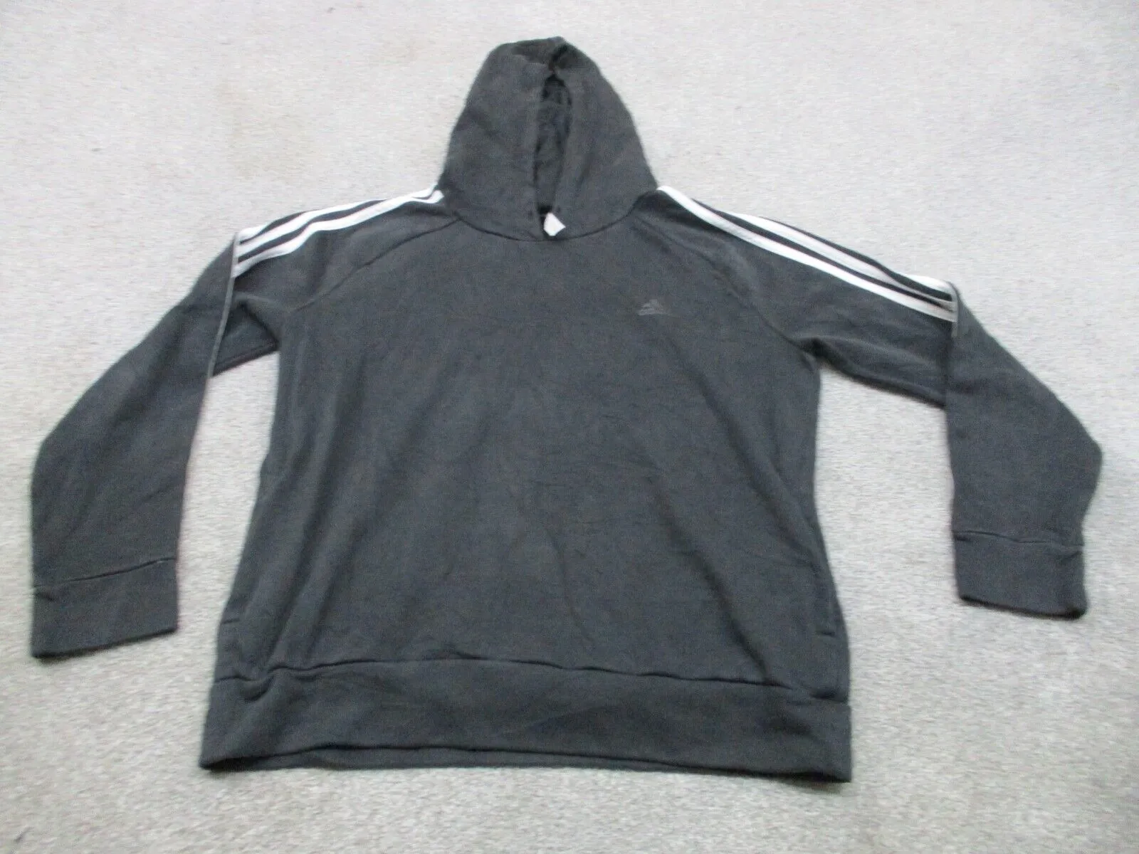 Adidas Activewear Hoodies Women's Medium M Black Long Sleeves Pullover 3 Striped