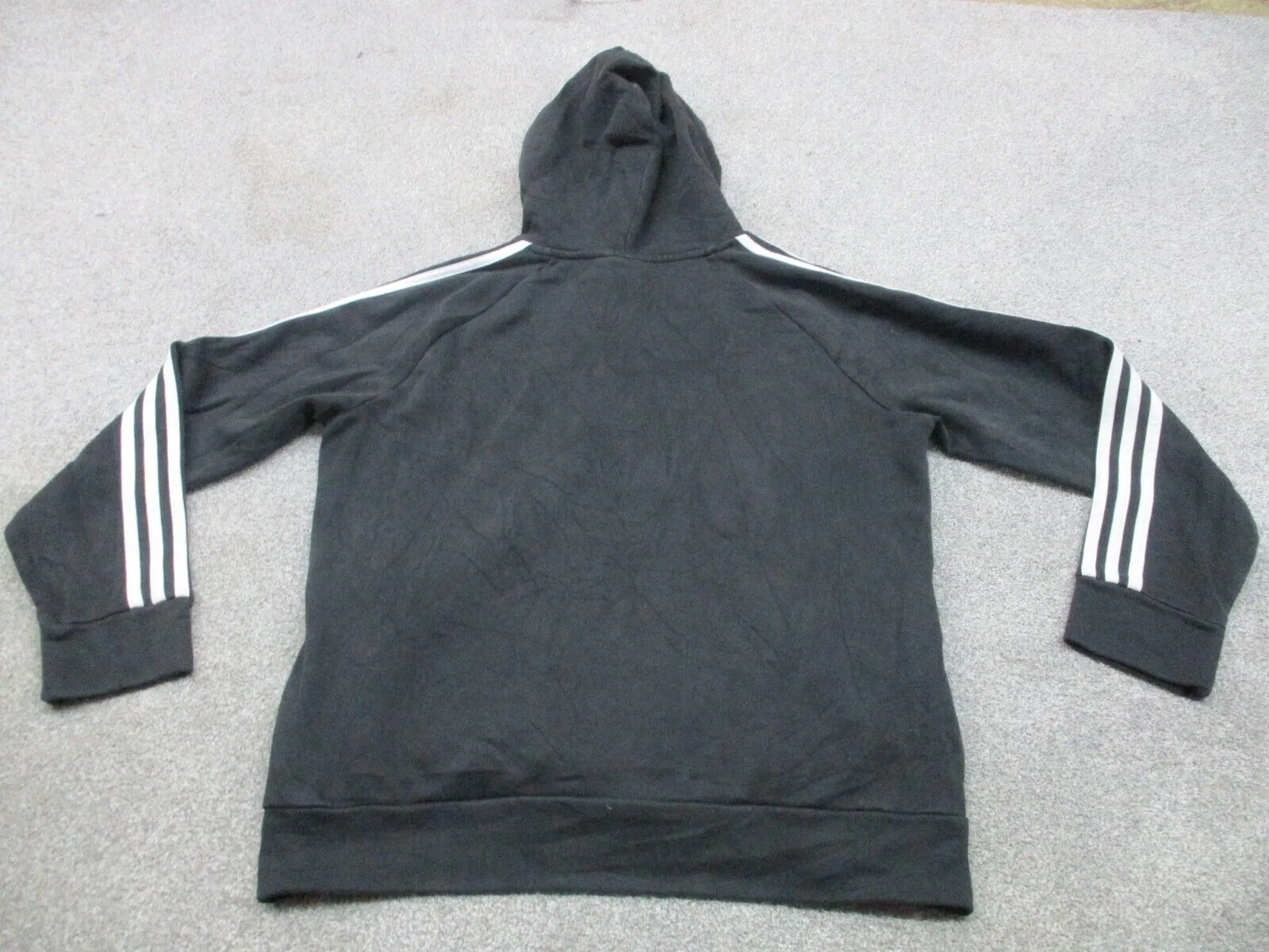 Adidas Activewear Hoodies Women's Medium M Black Long Sleeves Pullover 3 Striped