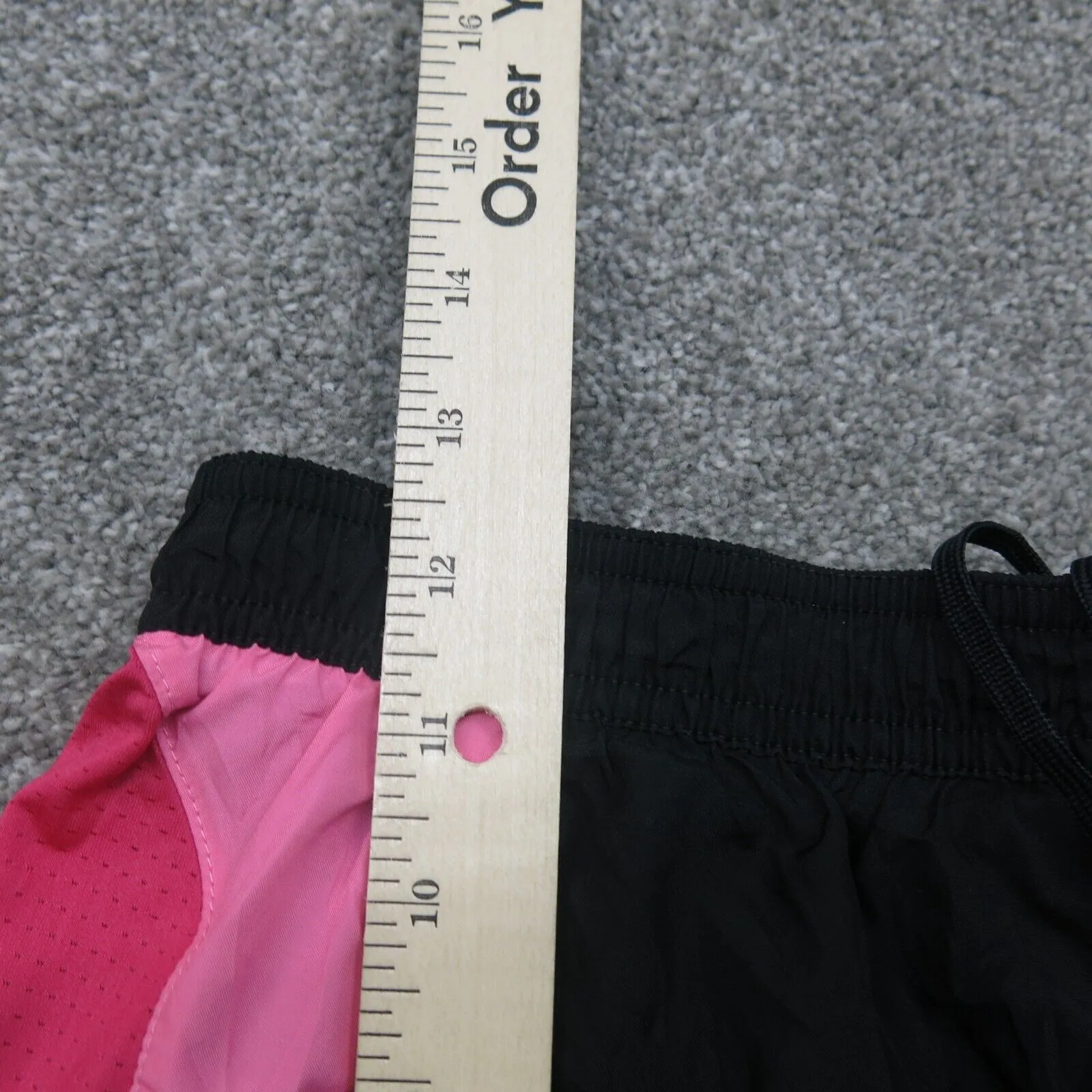 Adidas Athletics Shorts Girls Small Black Pink Mid Rise Sports Running Shorts