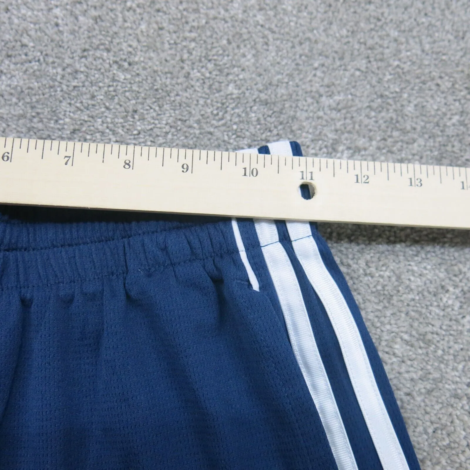Adidas Athletics Shorts Running Boys Medium Blue 3 Striped Stitch Sports Logo