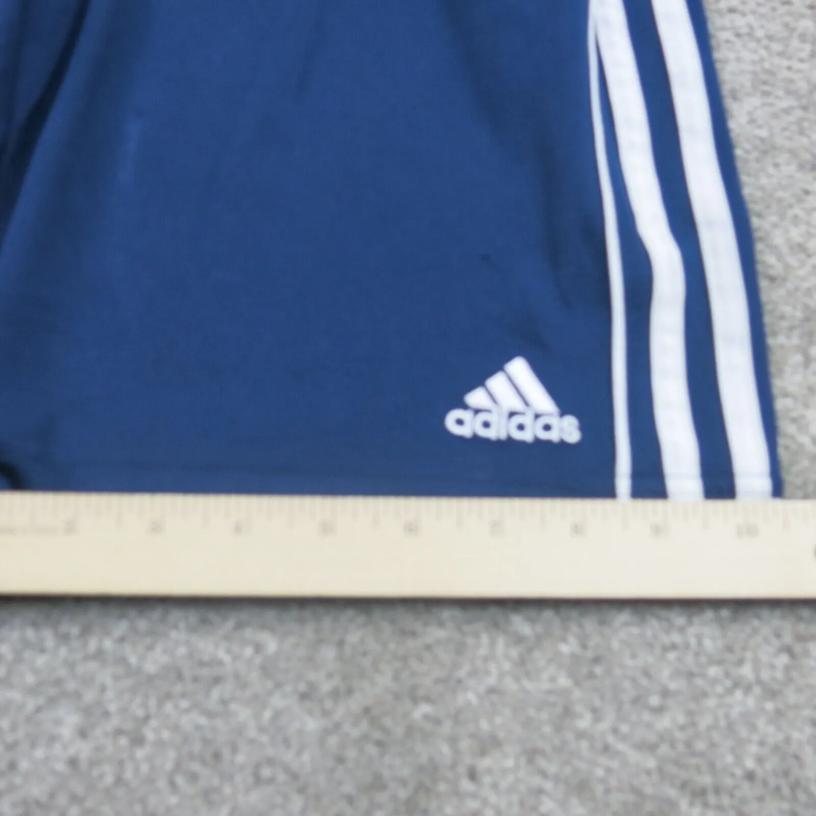 Adidas Athletics Shorts Running Boys Medium Blue 3 Striped Stitch Sports Logo
