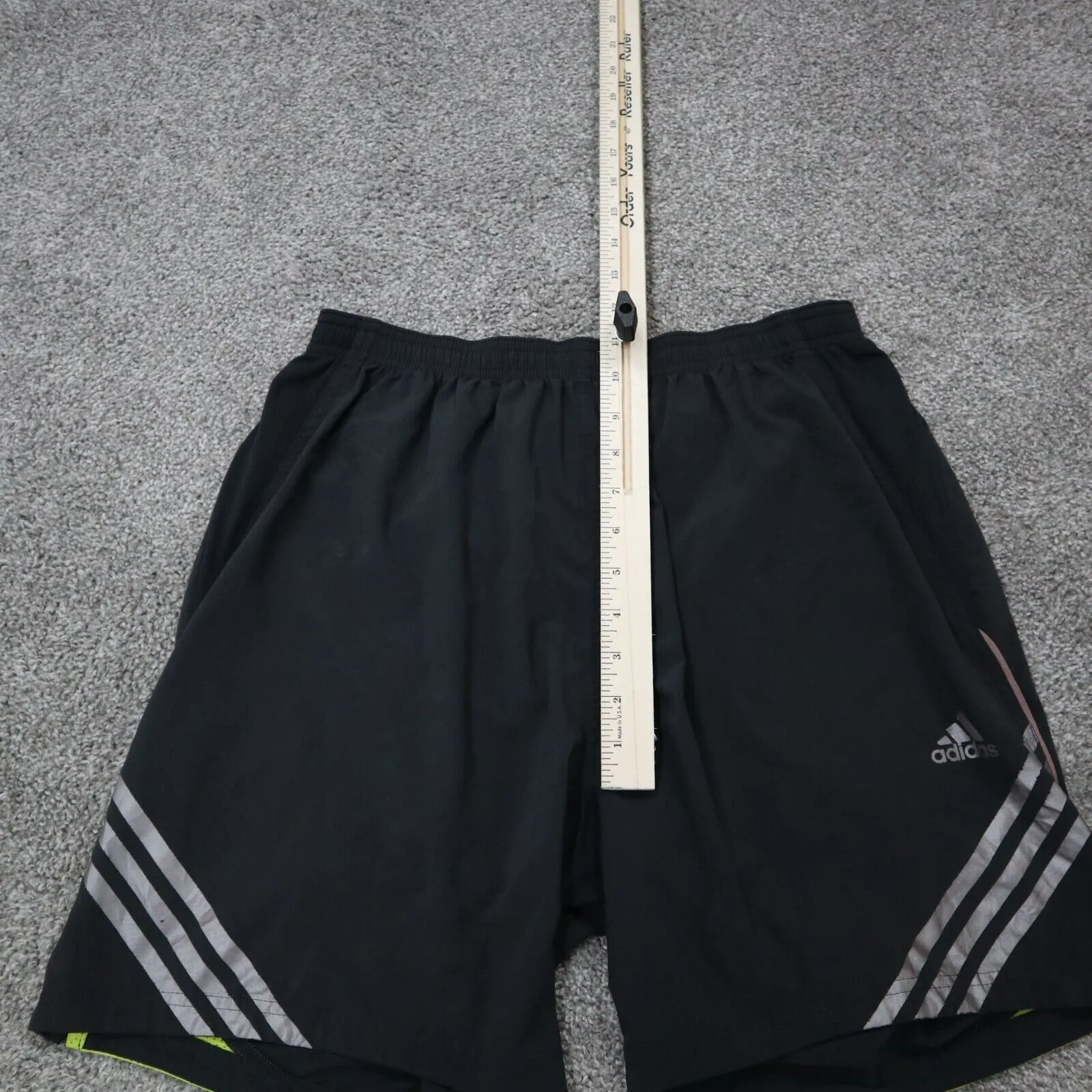 Adidas Athletics Womens Shorts 3 Striped Activewear Running Logo Black Size 28