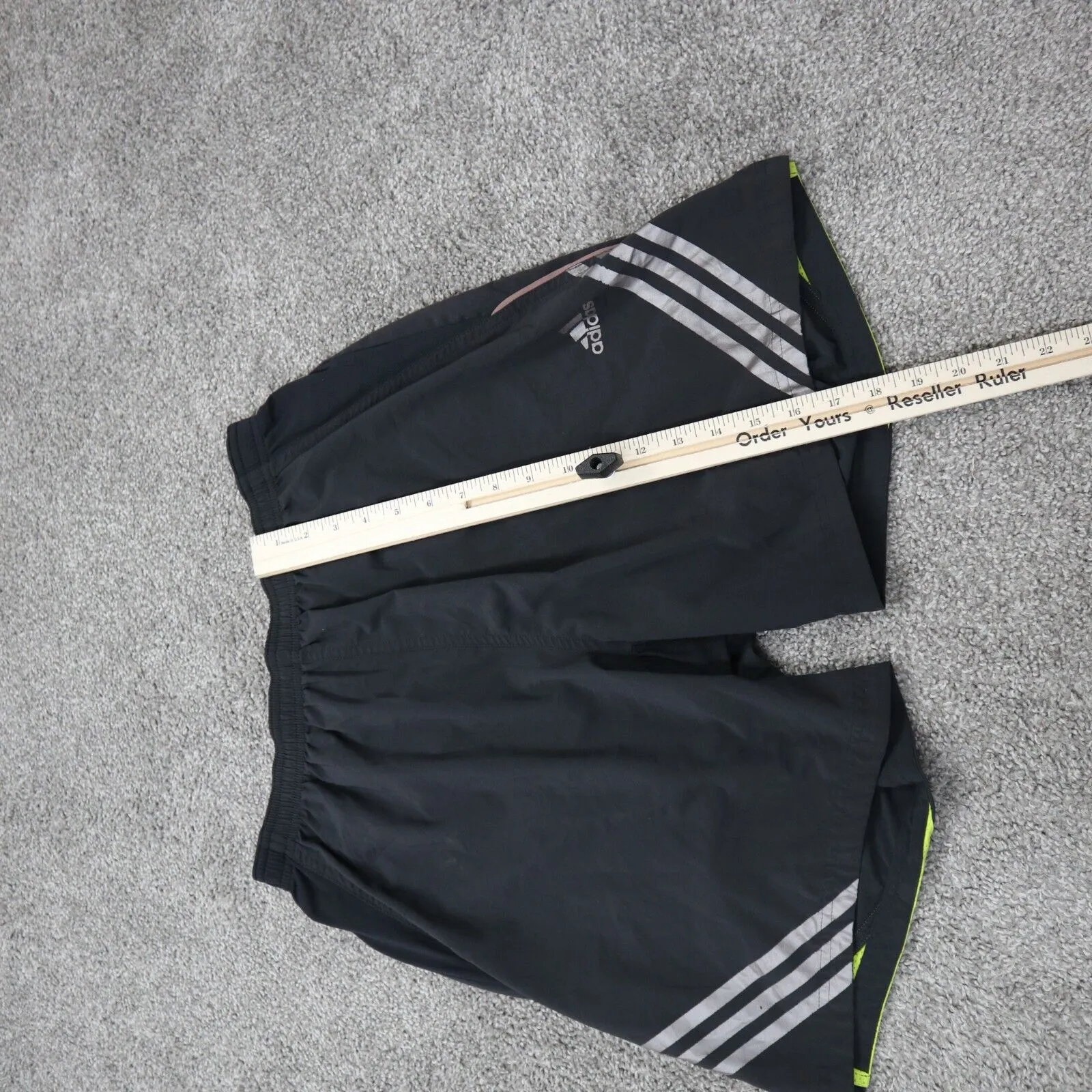 Adidas Athletics Womens Shorts 3 Striped Activewear Running Logo Black Size 28