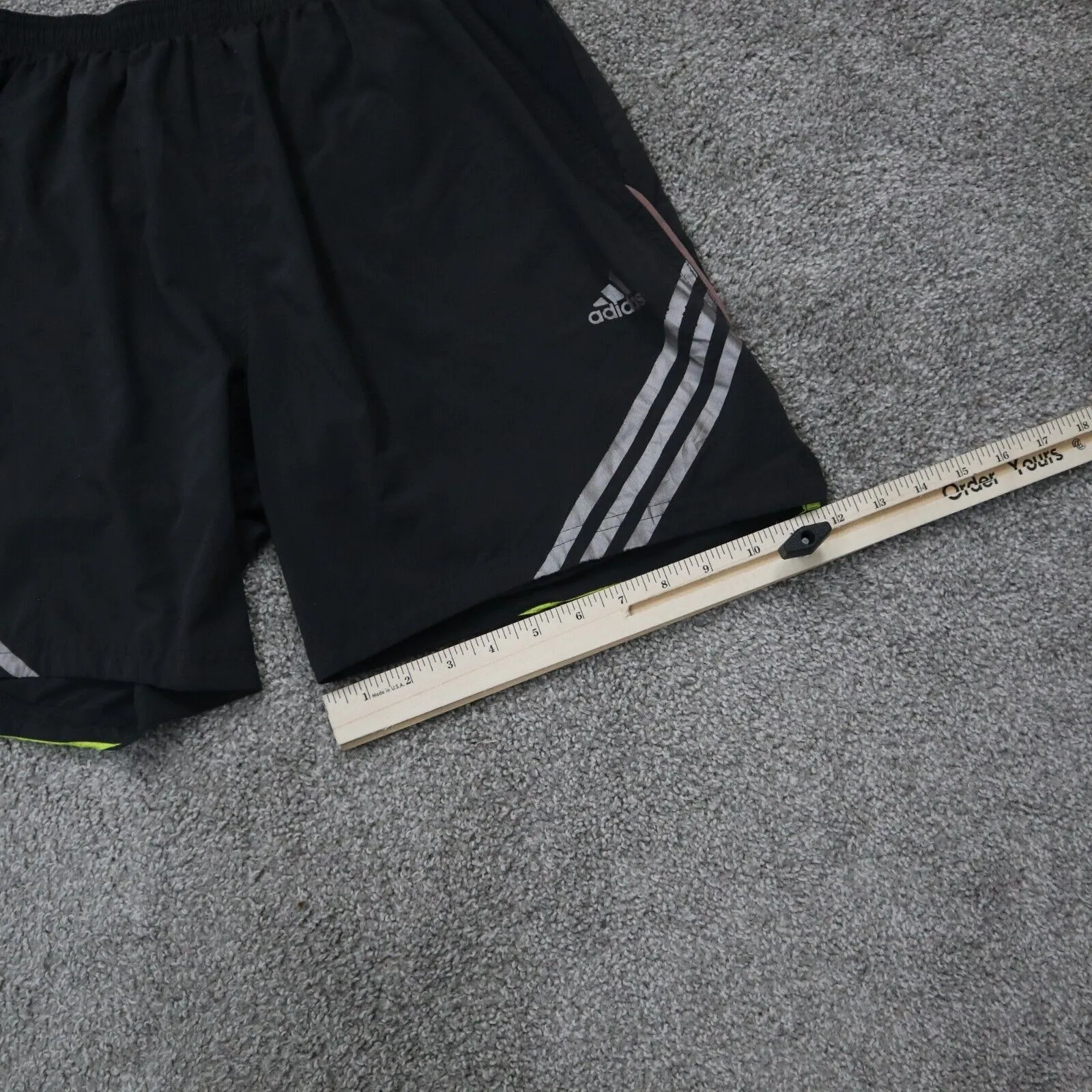 Adidas Athletics Womens Shorts 3 Striped Activewear Running Logo Black Size 28