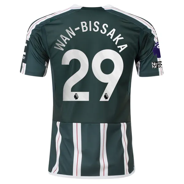adidas Manchester United Aaron Wan-Bissaka Away Jersey w/ EPL   No Room For Racism Patches 23/24 (Green Night/Core White)