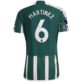adidas Manchester United Authentic Lisandro Martinez Away Jersey w/ EPL   No Room For Racism Patches 23/24 (Green Night/Core White/Active Maroon)