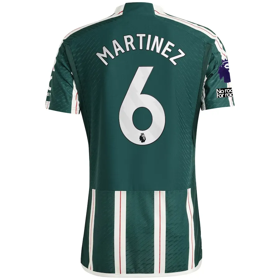 adidas Manchester United Authentic Lisandro Martinez Away Jersey w/ EPL   No Room For Racism Patches 23/24 (Green Night/Core White/Active Maroon)
