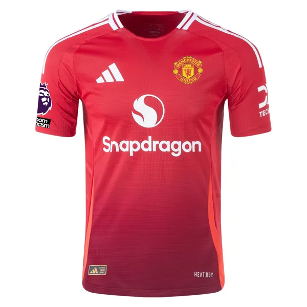 adidas Manchester United Authentic Rasmus Højlund Home Jersey w/ EPL   No Room For Racism Patches 24/25 (MUFC Red/Bright Red)