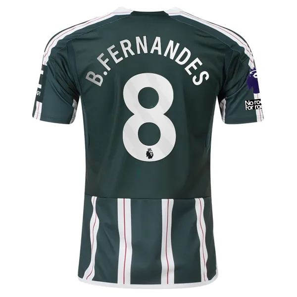 adidas Manchester United Bruno Fernandes Away Jersey w/ EPL   No Room For Racism Patches 23/24 (Green Night/Core White)