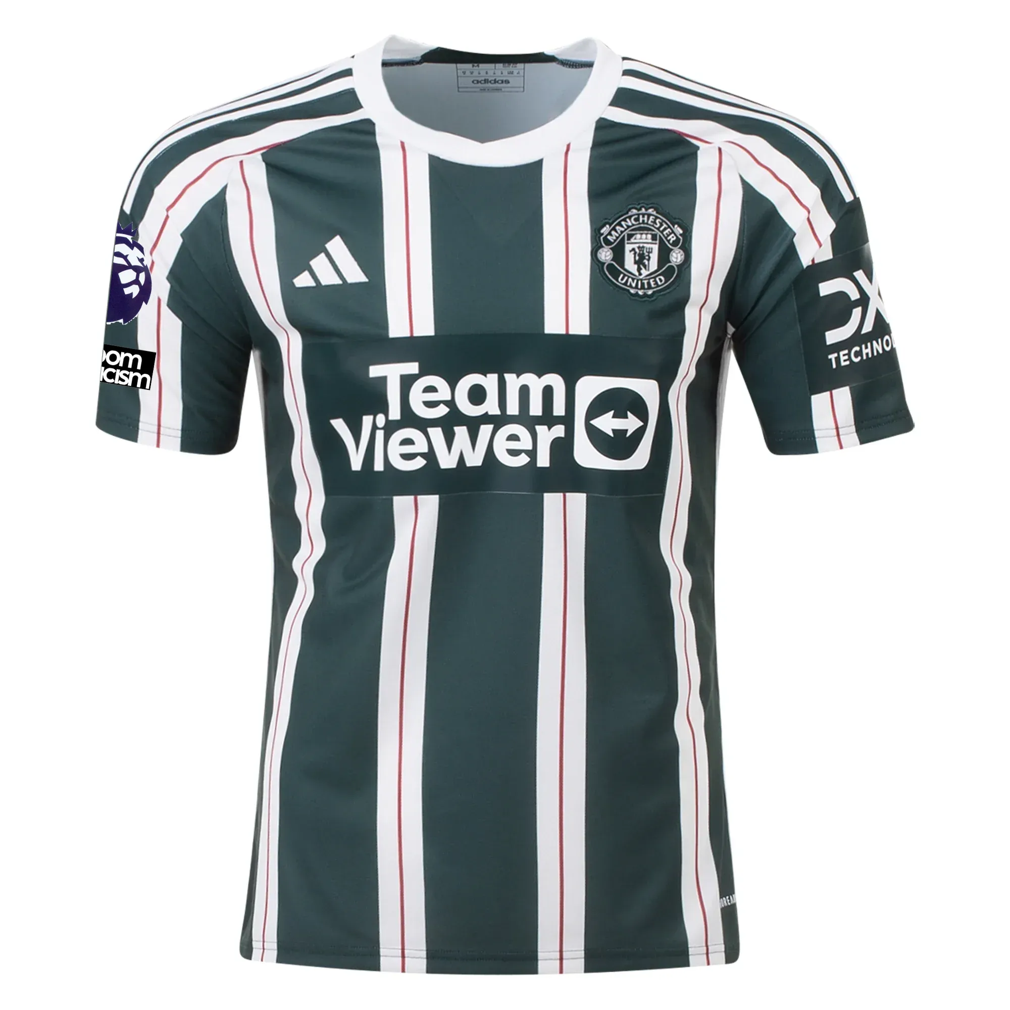 adidas Manchester United Bruno Fernandes Away Jersey w/ EPL   No Room For Racism Patches 23/24 (Green Night/Core White)