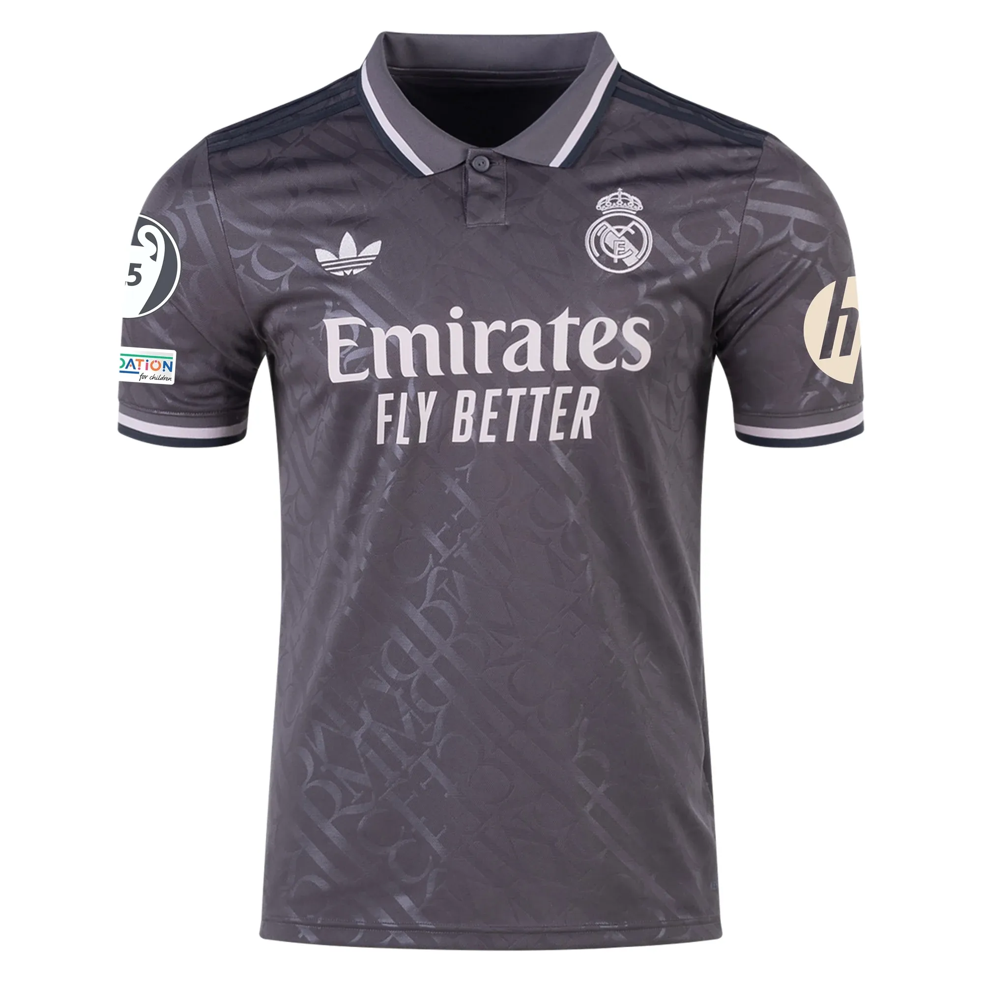 adidas Real Madrid Luka Modric Third Jersey w/ Champions League Patches   HP Sponsor 24/25 (Charcoal)