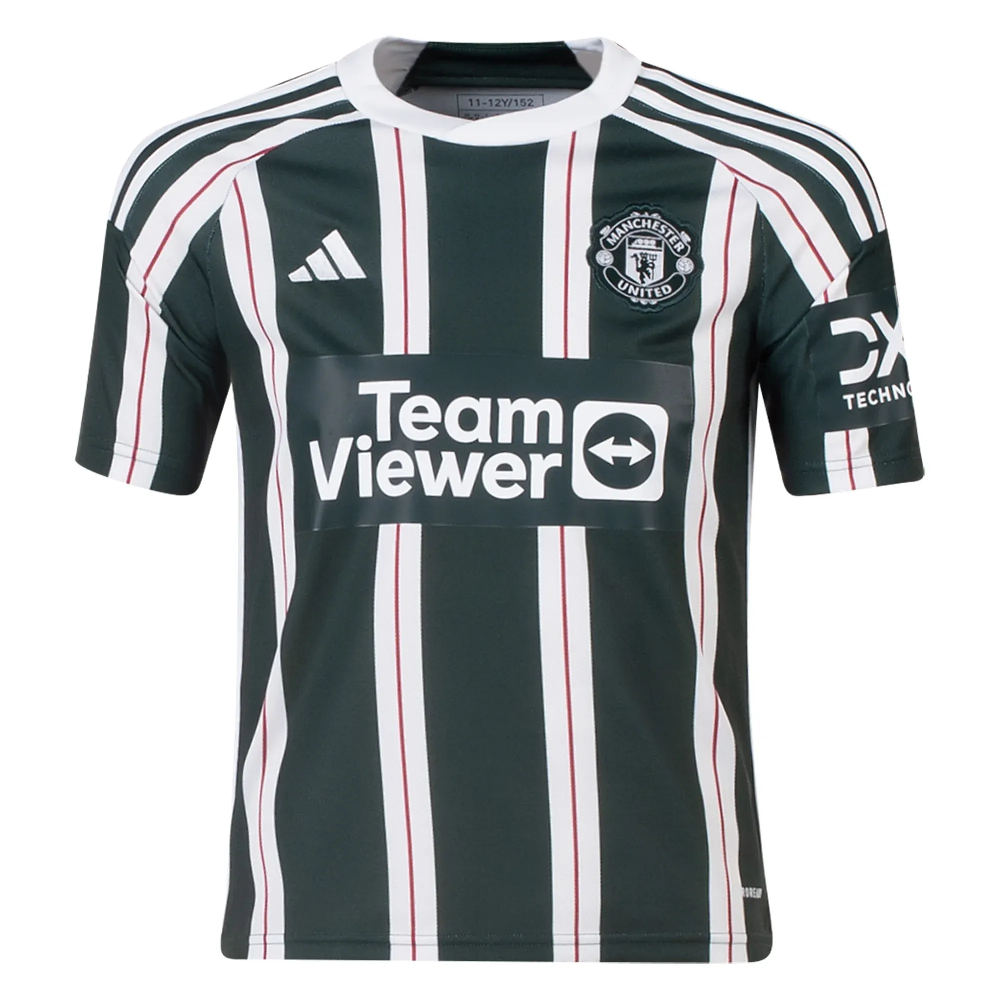 adidas Youth Manchester United Lisandro Martinez Away Jersey 23/24 (Green Night/Core White/Active Maroon)