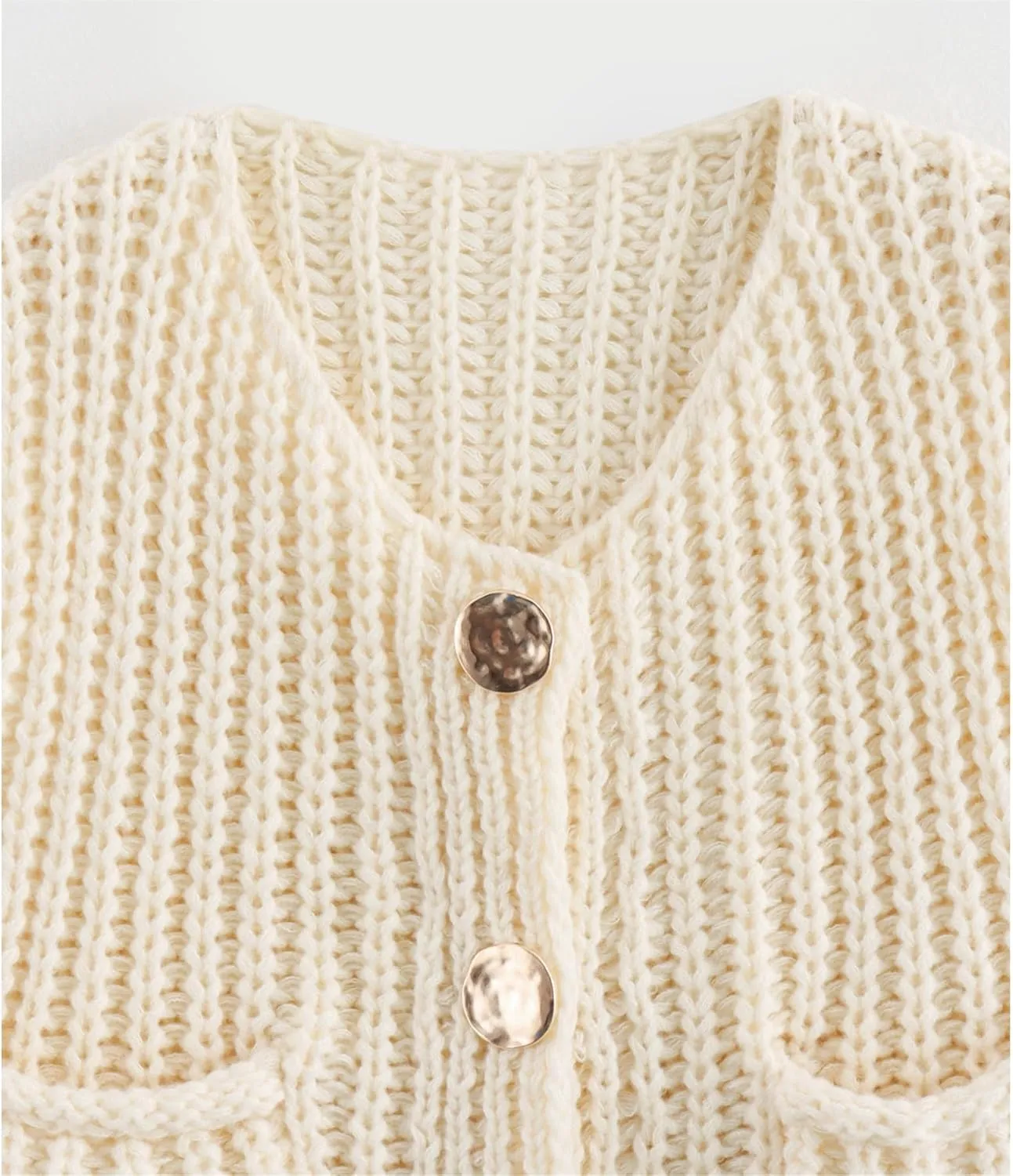 Ainangua Sleeveless Cropped Cardigan for Women Casual Chunky Knit Tank Tops Button Down Open Front Sweater Vest with Pockets