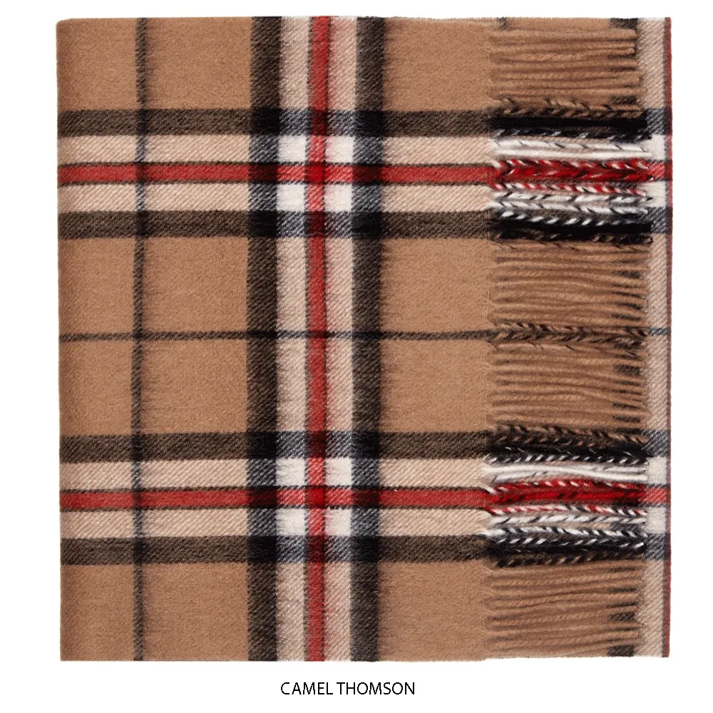 Camel Thomson Lambswool Check Scarf