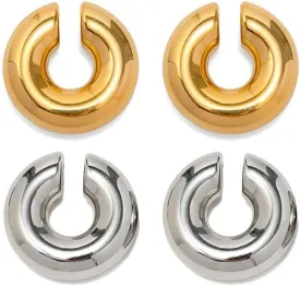 Chunky Cuff Earrings for Women Gold Silver Ear Cuffs Earrings for Non Pierced Ears Cartilage Clip On 14K Gold Plated Stainless Steel Jewelry