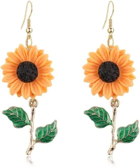 CHUNYANAN Fashion Simplicity Sunflower Dangle Drop Earrings for Women Yellow Enamel Daisy Sun Flower Personalized Earrings Jewelry Gift