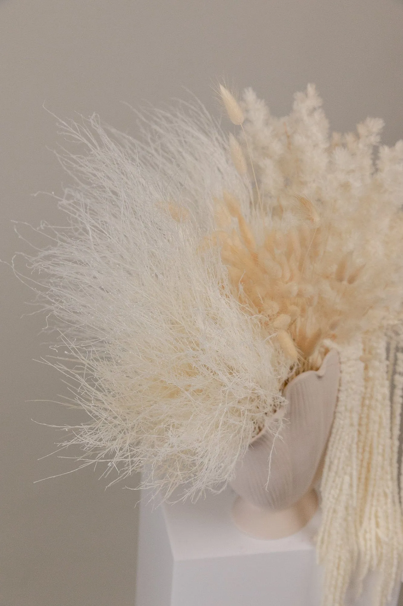 Cloud Fern & Amaranthus with Bunny Tails Top Table Centerpiece and Vase Arrangement