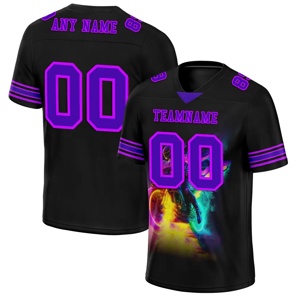 Custom Black Drift Fashion Purple Personalized Authentic Football Jersey FBJ02-bc0fb08