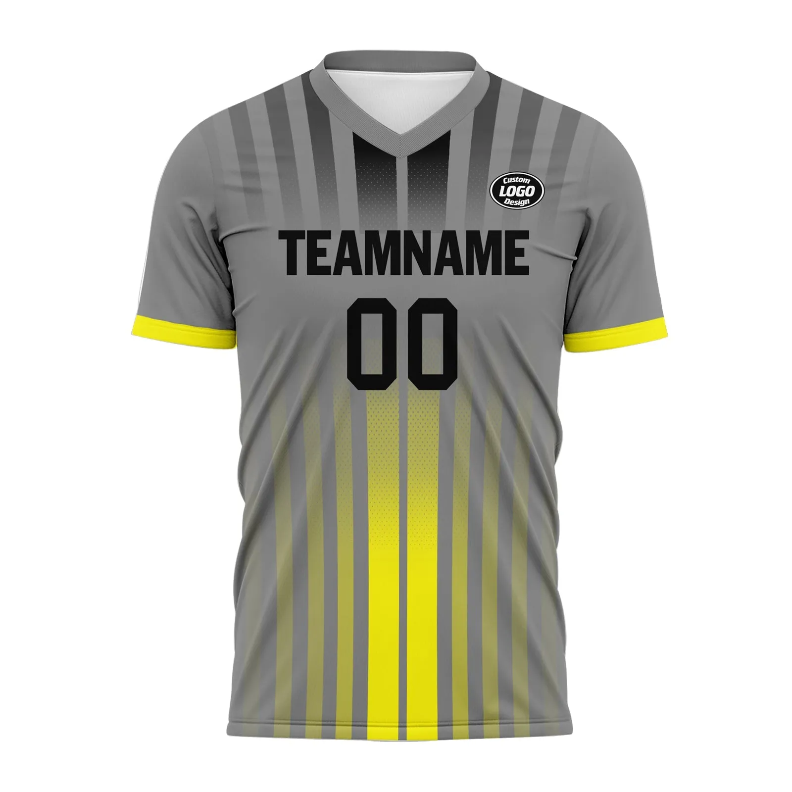 Custom Gray Yellow Soccer Sets Jersey Personalized SCJ101-D020131-9