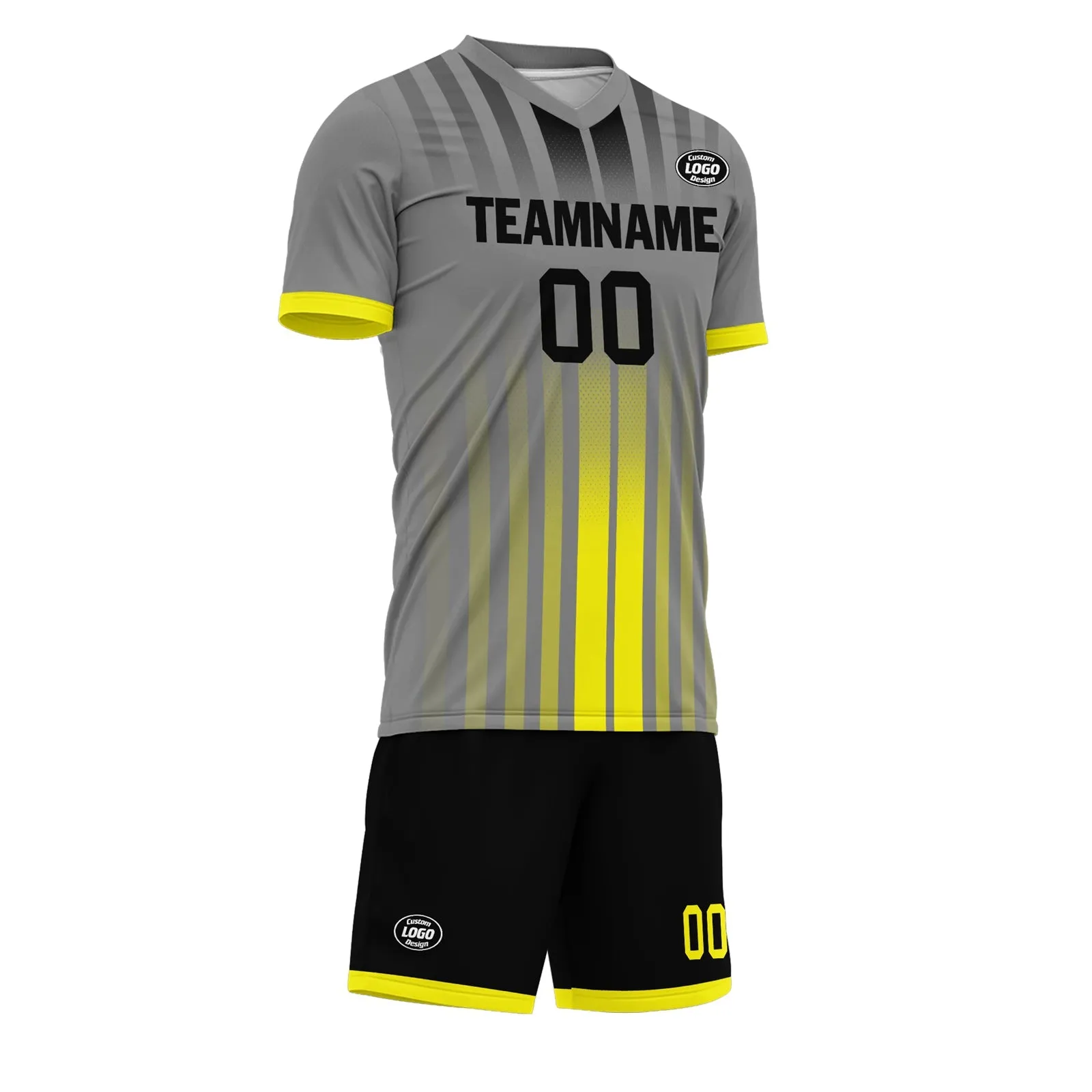 Custom Gray Yellow Soccer Sets Jersey Personalized SCJ101-D020131-9