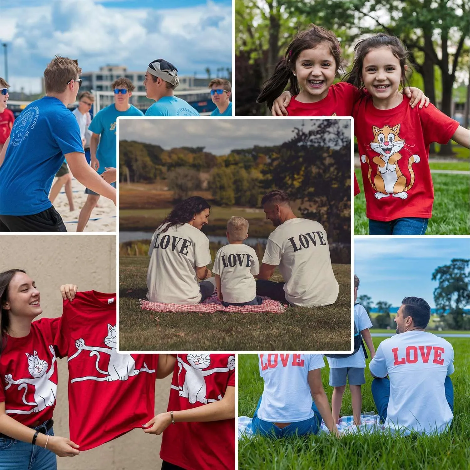 Custom T Shirts for Men Women Made in USA Bulk Customized Shirt Text/Photo Front Back Print Personalized Cotton T-Shirts