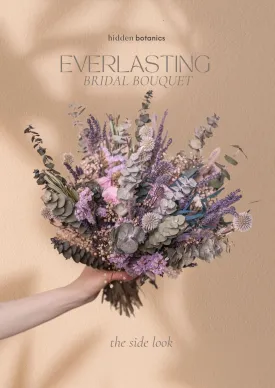 Dried Pale Eucalyptus, Scottish Globe Thistles & Lilac Eternal Roses Wildflower bridal bouquet / Lilac Wedding Bouquet / Purple Wedding