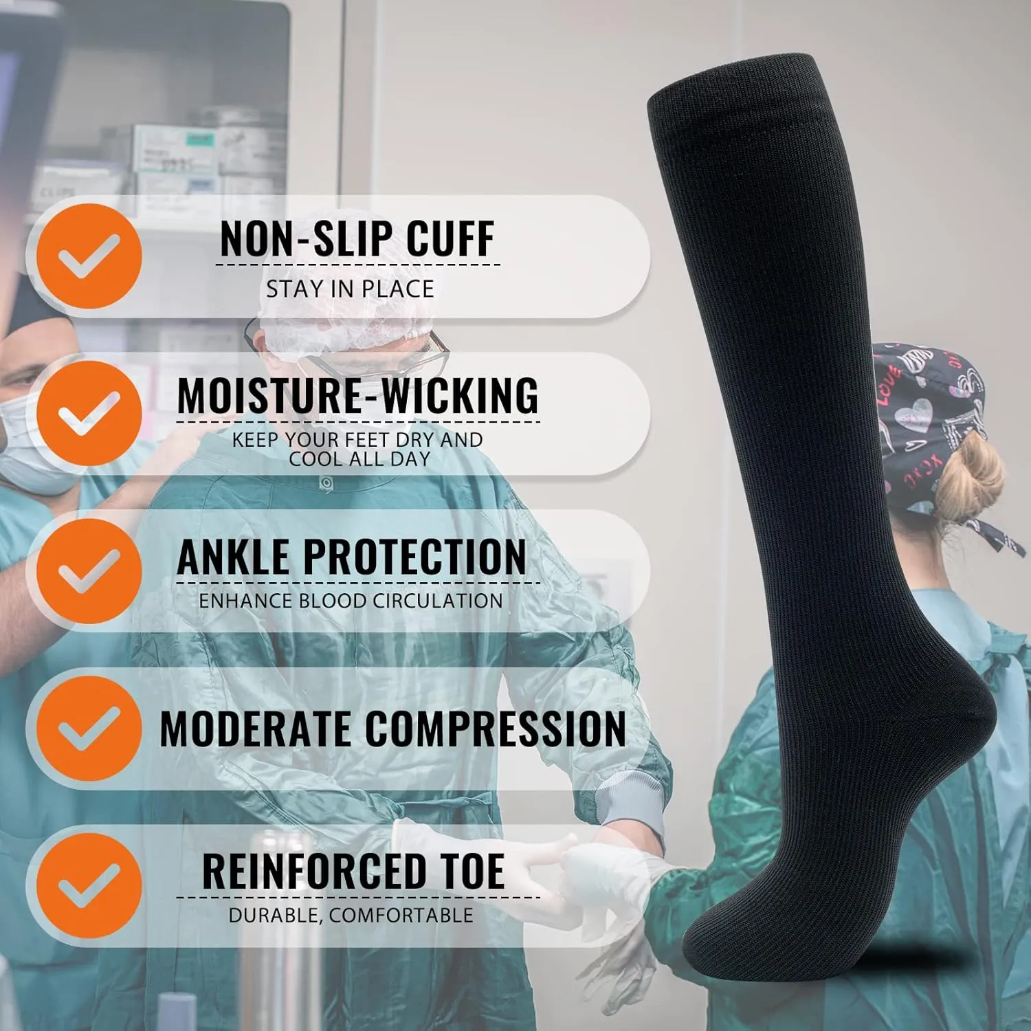 fenglaoda Compression Socks for Women Men 3 Pairs Graduated Compression Support Circulation Socks for Nurses