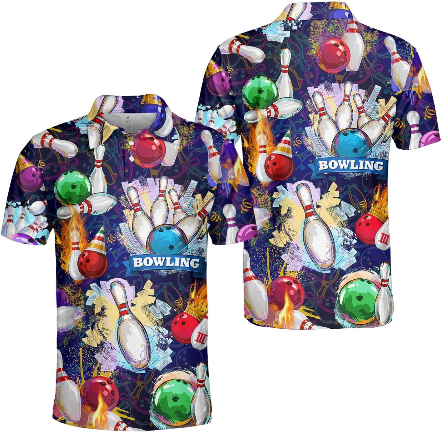 Funny Casual Golf Pattern Polo Shirts for Men Golf Polos Pattern Mens Polo Shirts Short Sleeve Button Up Shirt Men