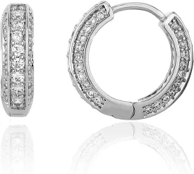 Gold Hoop Earrings for Women 18K Gold Plated Iced Out Silver Huggie Earrings for Men Hypoallergenic CZ Diamond Earrings