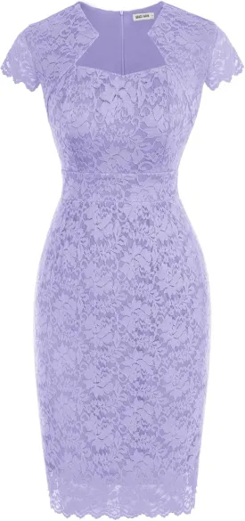 GRACE KARIN Cocktail Dress for Women Cap Sleeve Lace Dress for Wedding Guest Business Casual Dresses