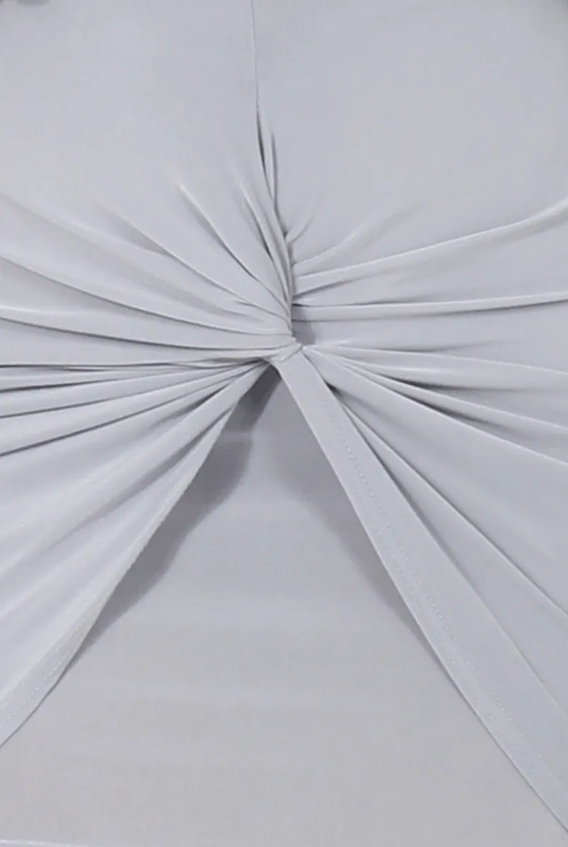 Grey Knotted Detail Body-con Skirt- Ibiza