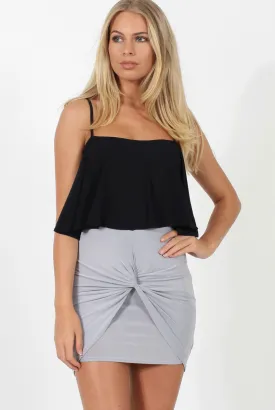 Grey Knotted Detail Body-con Skirt- Ibiza