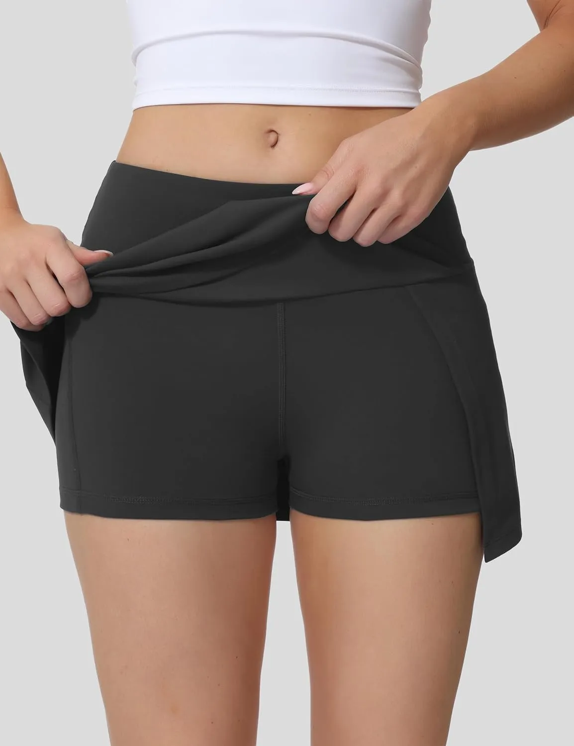 High Waisted Tennis Skirt for Women  Athletic Side Slit A-Line Golf Skirt with Built in Shorts, Lightweight Workout Skort.
