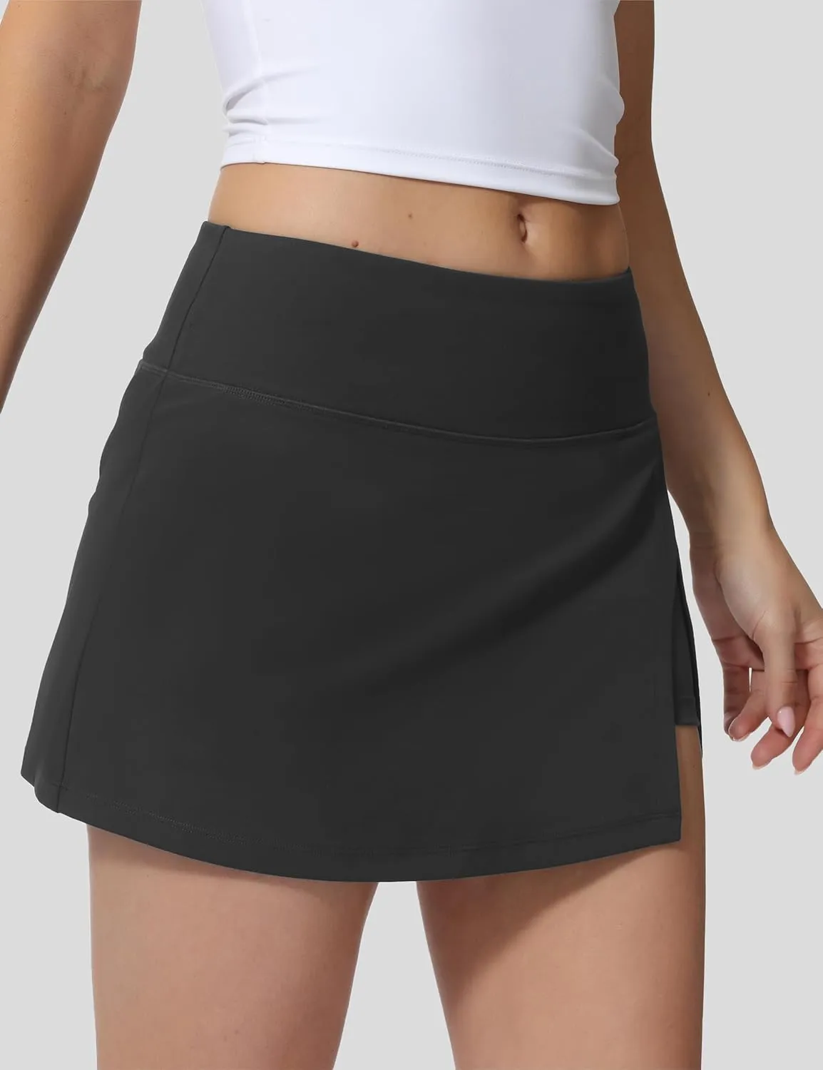 High Waisted Tennis Skirt for Women  Athletic Side Slit A-Line Golf Skirt with Built in Shorts, Lightweight Workout Skort.