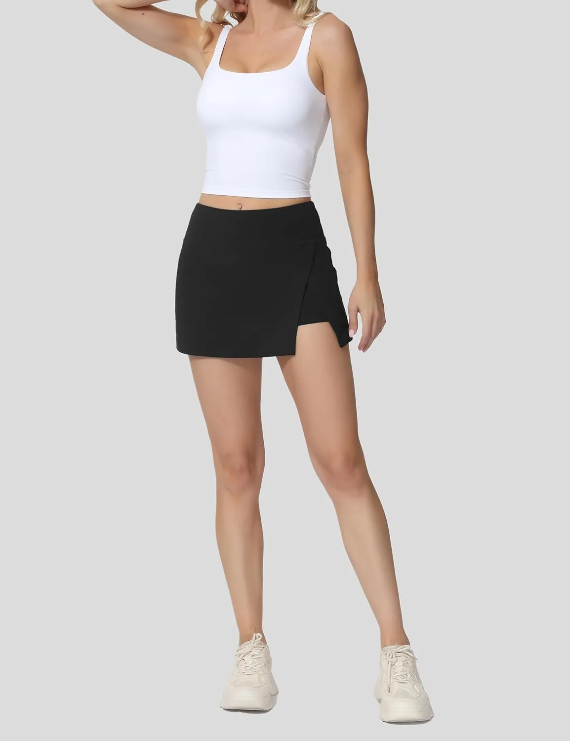 High Waisted Tennis Skirt for Women  Athletic Side Slit A-Line Golf Skirt with Built in Shorts, Lightweight Workout Skort.