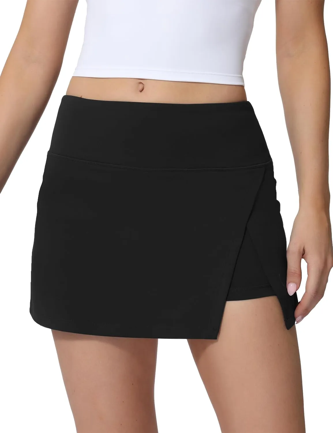 High Waisted Tennis Skirt for Women  Athletic Side Slit A-Line Golf Skirt with Built in Shorts, Lightweight Workout Skort.