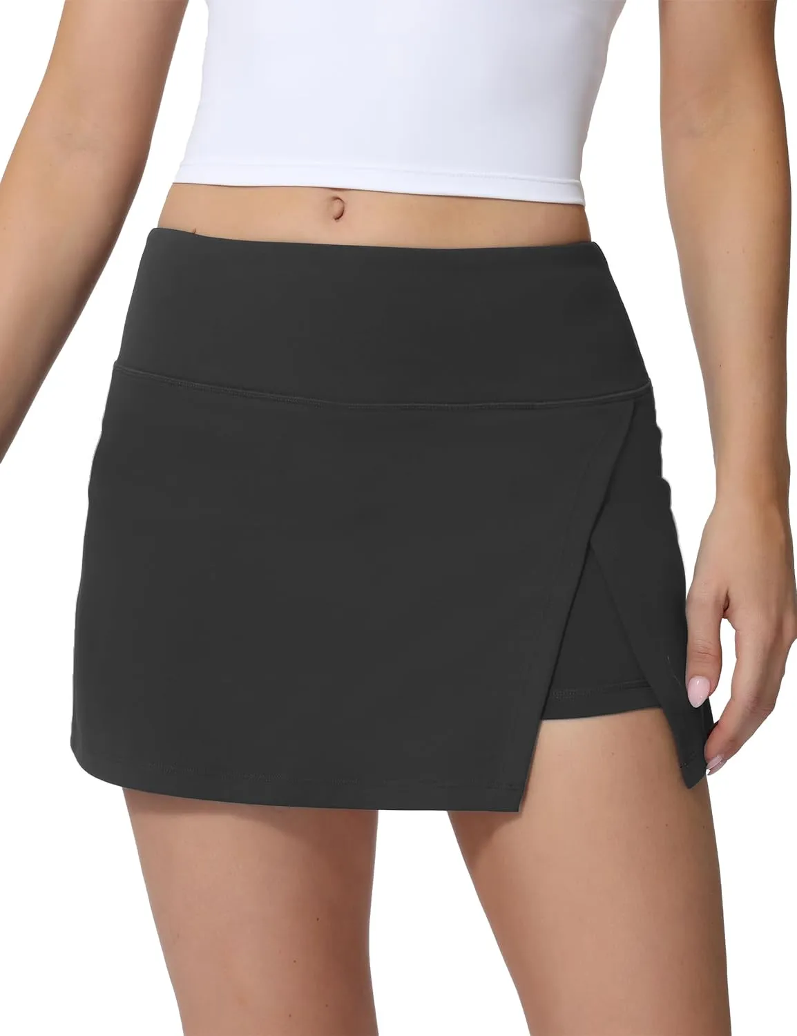 High Waisted Tennis Skirt for Women  Athletic Side Slit A-Line Golf Skirt with Built in Shorts, Lightweight Workout Skort.