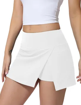 High Waisted Tennis Skirt for Women  Athletic Side Slit A-Line Golf Skirt with Built in Shorts, Lightweight Workout Skort.
