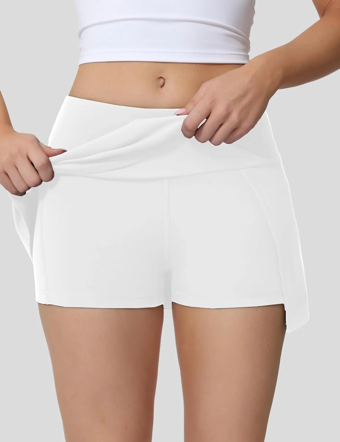 High Waisted Tennis Skirt for Women  Athletic Side Slit A-Line Golf Skirt with Built in Shorts, Lightweight Workout Skort.