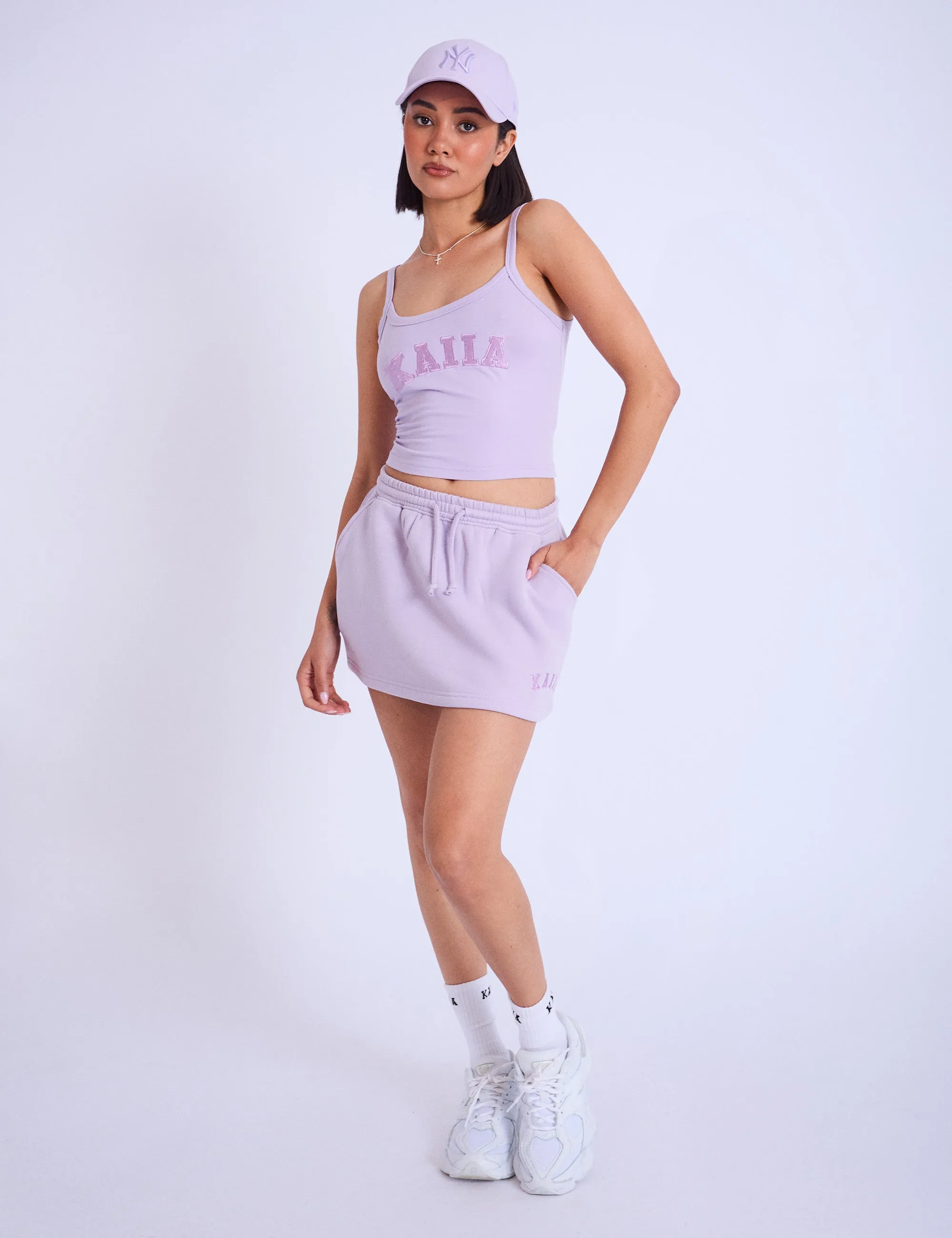 Kaiia Logo Mini Sweat Skirt Lilac