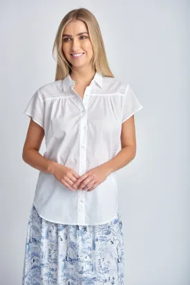 Lightweight Cotton Shirt With Ladder Lace White