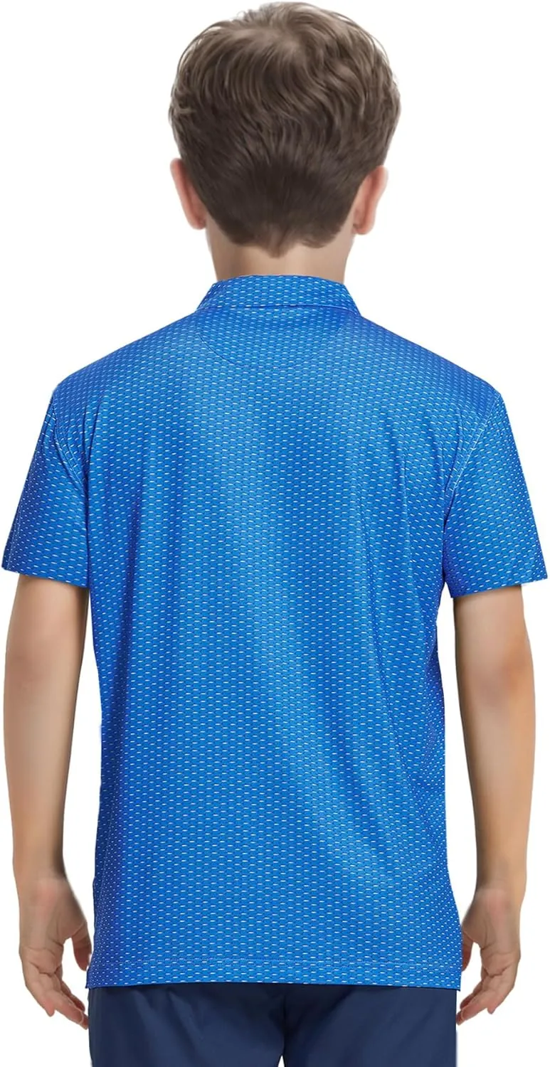 M MAELREG Boys Polo Shirt Short Sleeve Performance Dry Fit Stretch Funny Print Active Casual Collared Golf Shirts for Boy