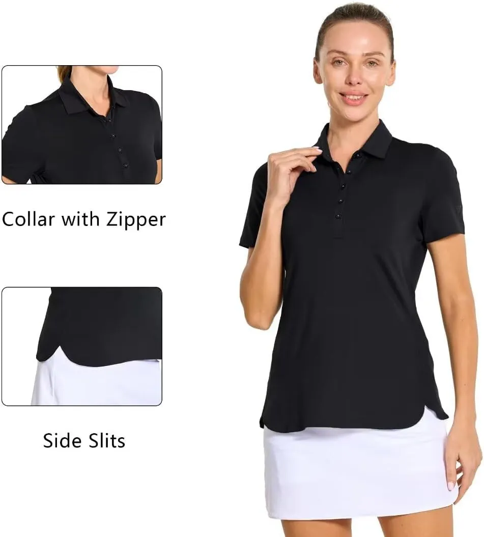 M MAELREG Womens Golf Shirt Short Sleeve 5 Buttons Quick Dry Casual Solid Moisture Wicking Tennis Polo Shirts for Women