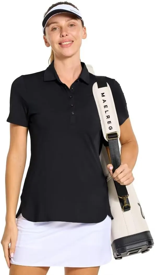 M MAELREG Womens Golf Shirt Short Sleeve 5 Buttons Quick Dry Casual Solid Moisture Wicking Tennis Polo Shirts for Women