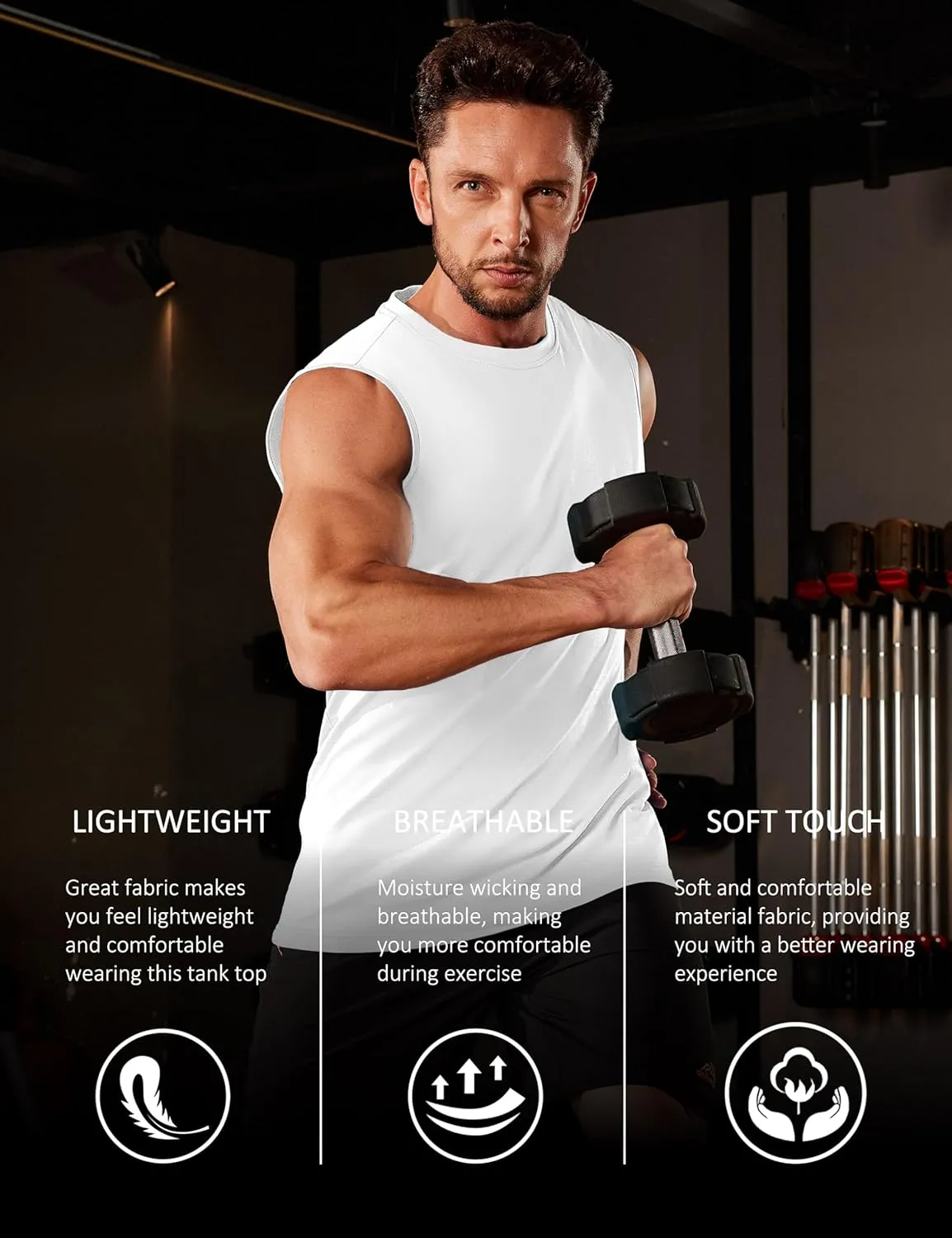 MAGCOMSEN Men's Tank Top Cotton Muscle Workout Gym Shirts Moisture Wicking Lightweight Summer Casual Sleeveless Shirts