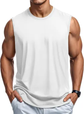 MAGCOMSEN Men's Tank Top Cotton Muscle Workout Gym Shirts Moisture Wicking Lightweight Summer Casual Sleeveless Shirts