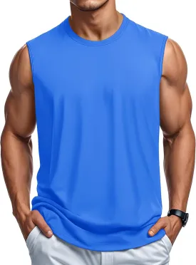 MAGCOMSEN Men's Tank Top Cotton Muscle Workout Gym Shirts Moisture Wicking Lightweight Summer Casual Sleeveless Shirts