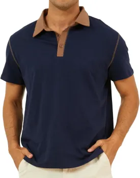 Men's Fashion Polo Shirts Classic Short Sleeve Lightweight Button Cotton T-Shirt Casual Golf Tee Tops with Pocket