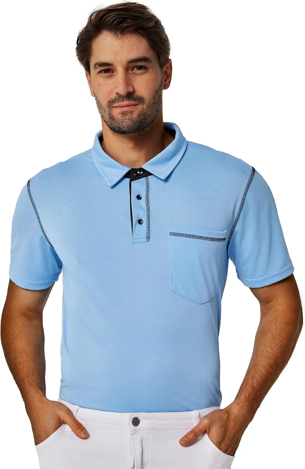 Men's Short Sleeve Polo Shirts Casual Summer Fashion Golf Polo Shirt for Men with Pocket