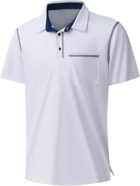 Men's Short Sleeve Polo Shirts Casual Summer Fashion Golf Polo Shirt for Men with Pocket